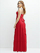 Rear View Thumbnail - Parisian Red Modern Regency Chiffon Tiered Maxi Dress with Tie-Back