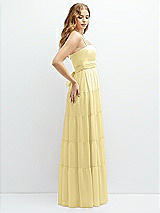 Side View Thumbnail - Pale Yellow Modern Regency Chiffon Tiered Maxi Dress with Tie-Back