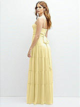 Rear View Thumbnail - Pale Yellow Modern Regency Chiffon Tiered Maxi Dress with Tie-Back