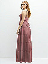 Rear View Thumbnail - Rosewood Modern Regency Chiffon Tiered Maxi Dress with Tie-Back