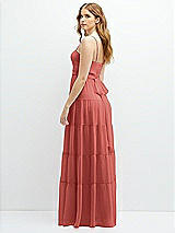 Rear View Thumbnail - Coral Pink Modern Regency Chiffon Tiered Maxi Dress with Tie-Back