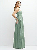 Side View Thumbnail - Seagrass Modern Regency Chiffon Tiered Maxi Dress with Tie-Back