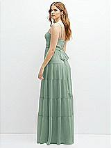 Rear View Thumbnail - Seagrass Modern Regency Chiffon Tiered Maxi Dress with Tie-Back