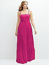 Front View Thumbnail - Think Pink Modern Regency Chiffon Tiered Maxi Dress with Tie-Back