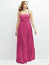 Front View Thumbnail - Tea Rose Modern Regency Chiffon Tiered Maxi Dress with Tie-Back