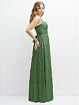Side View Thumbnail - Vineyard Green Modern Regency Chiffon Tiered Maxi Dress with Tie-Back