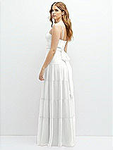 Rear View Thumbnail - White Modern Regency Chiffon Tiered Maxi Dress with Tie-Back