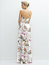Rear View Thumbnail - Butterfly Botanica Ivory Strapless Vertical Ruffle Chiffon Maxi Dress with Flower Detail