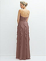 Rear View Thumbnail - Sienna Strapless Vertical Ruffle Chiffon Maxi Dress with Flower Detail