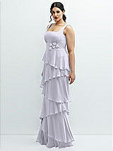 Side View Thumbnail - Silver Dove Asymmetrical Tiered Ruffle Chiffon Maxi Dress with Handworked Flowers Detail
