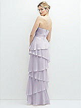 Rear View Thumbnail - Moondance Strapless Asymmetrical Tiered Ruffle Chiffon Maxi Dress with Handworked Flower Detail