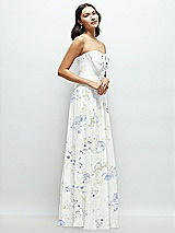 Side View Thumbnail - Bleu Garden Strapless Chiffon Maxi Dress with Oversized Bow Bodice