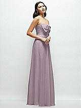 Side View Thumbnail - Lilac Dusk Strapless Chiffon Maxi Dress with Oversized Bow Bodice