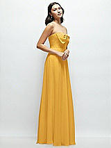 Side View Thumbnail - NYC Yellow Strapless Chiffon Maxi Dress with Oversized Bow Bodice