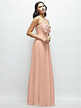 Side View Thumbnail - Pale Peach Strapless Chiffon Maxi Dress with Oversized Bow Bodice