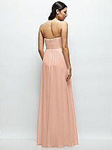 Rear View Thumbnail - Pale Peach Strapless Chiffon Maxi Dress with Oversized Bow Bodice