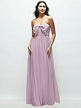 Front View Thumbnail - Suede Rose Strapless Chiffon Maxi Dress with Oversized Bow Bodice