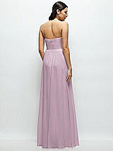 Rear View Thumbnail - Suede Rose Strapless Chiffon Maxi Dress with Oversized Bow Bodice