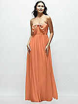 Front View Thumbnail - Sweet Melon Strapless Chiffon Maxi Dress with Oversized Bow Bodice