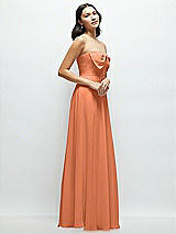Side View Thumbnail - Sweet Melon Strapless Chiffon Maxi Dress with Oversized Bow Bodice