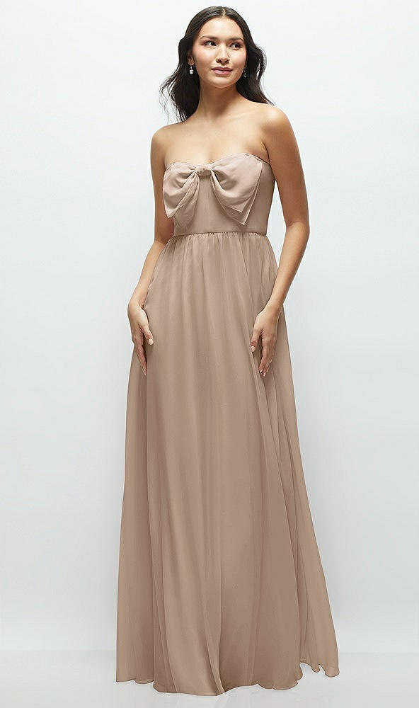 Front View - Topaz Strapless Chiffon Maxi Dress with Oversized Bow Bodice