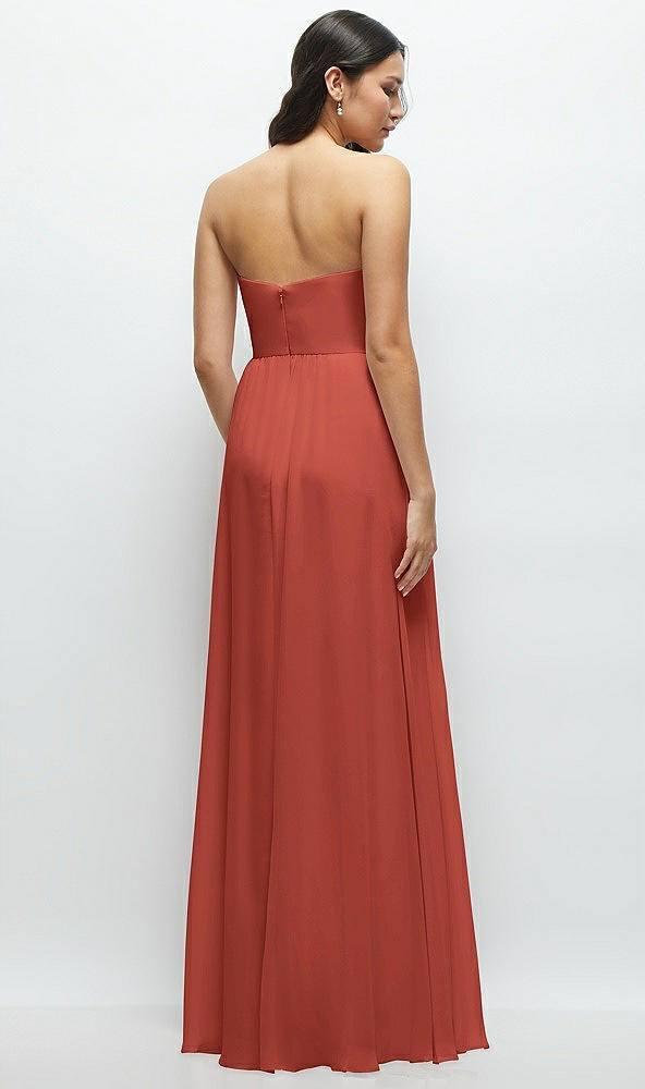 Back View - Amber Sunset Strapless Chiffon Maxi Dress with Oversized Bow Bodice