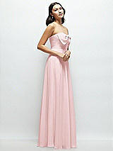 Side View Thumbnail - Ballet Pink Strapless Chiffon Maxi Dress with Oversized Bow Bodice