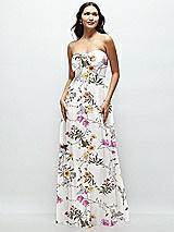 Front View Thumbnail - Butterfly Botanica Ivory Strapless Chiffon Maxi Dress with Oversized Bow Bodice
