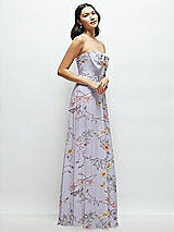 Side View Thumbnail - Butterfly Botanica Silver Dove Strapless Chiffon Maxi Dress with Oversized Bow Bodice