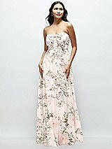 Front View Thumbnail - Blush Garden Strapless Chiffon Maxi Dress with Oversized Bow Bodice