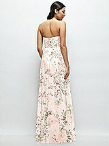 Rear View Thumbnail - Blush Garden Strapless Chiffon Maxi Dress with Oversized Bow Bodice