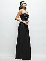Side View Thumbnail - Black Strapless Chiffon Maxi Dress with Oversized Bow Bodice
