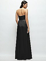 Rear View Thumbnail - Black Strapless Chiffon Maxi Dress with Oversized Bow Bodice