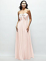 Front View Thumbnail - Blush Strapless Chiffon Maxi Dress with Oversized Bow Bodice