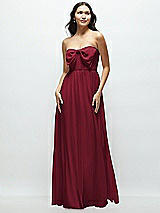 Front View Thumbnail - Burgundy Strapless Chiffon Maxi Dress with Oversized Bow Bodice