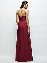 Rear View Thumbnail - Burgundy Strapless Chiffon Maxi Dress with Oversized Bow Bodice