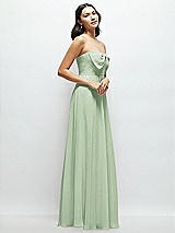 Side View Thumbnail - Celadon Strapless Chiffon Maxi Dress with Oversized Bow Bodice