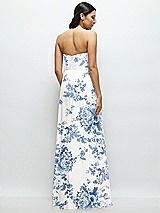 Rear View Thumbnail - Cottage Rose Dusk Blue Strapless Chiffon Maxi Dress with Oversized Bow Bodice