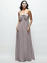 Front View Thumbnail - Cashmere Gray Strapless Chiffon Maxi Dress with Oversized Bow Bodice