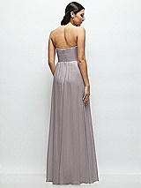 Rear View Thumbnail - Cashmere Gray Strapless Chiffon Maxi Dress with Oversized Bow Bodice