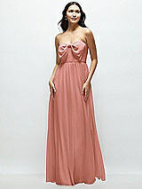 Front View Thumbnail - Desert Rose Strapless Chiffon Maxi Dress with Oversized Bow Bodice