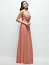 Side View Thumbnail - Desert Rose Strapless Chiffon Maxi Dress with Oversized Bow Bodice