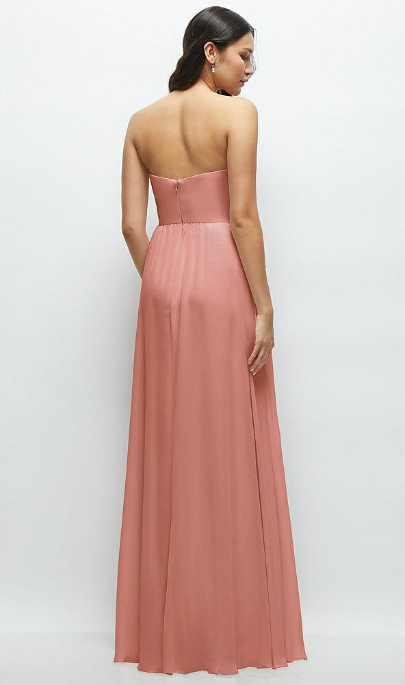 Back View - Desert Rose Strapless Chiffon Maxi Dress with Oversized Bow Bodice
