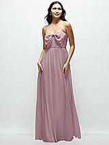 Front View Thumbnail - Dusty Rose Strapless Chiffon Maxi Dress with Oversized Bow Bodice