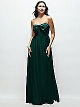 Front View Thumbnail - Evergreen Strapless Chiffon Maxi Dress with Oversized Bow Bodice
