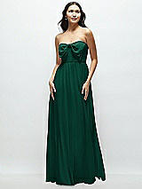 Front View Thumbnail - Hunter Green Strapless Chiffon Maxi Dress with Oversized Bow Bodice