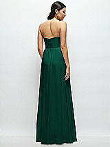 Rear View Thumbnail - Hunter Green Strapless Chiffon Maxi Dress with Oversized Bow Bodice