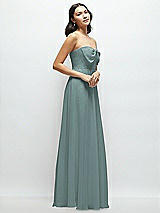 Side View Thumbnail - Icelandic Strapless Chiffon Maxi Dress with Oversized Bow Bodice