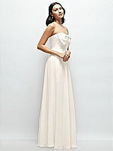 Side View Thumbnail - Ivory Strapless Chiffon Maxi Dress with Oversized Bow Bodice