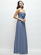 Side View Thumbnail - Larkspur Blue Strapless Chiffon Maxi Dress with Oversized Bow Bodice